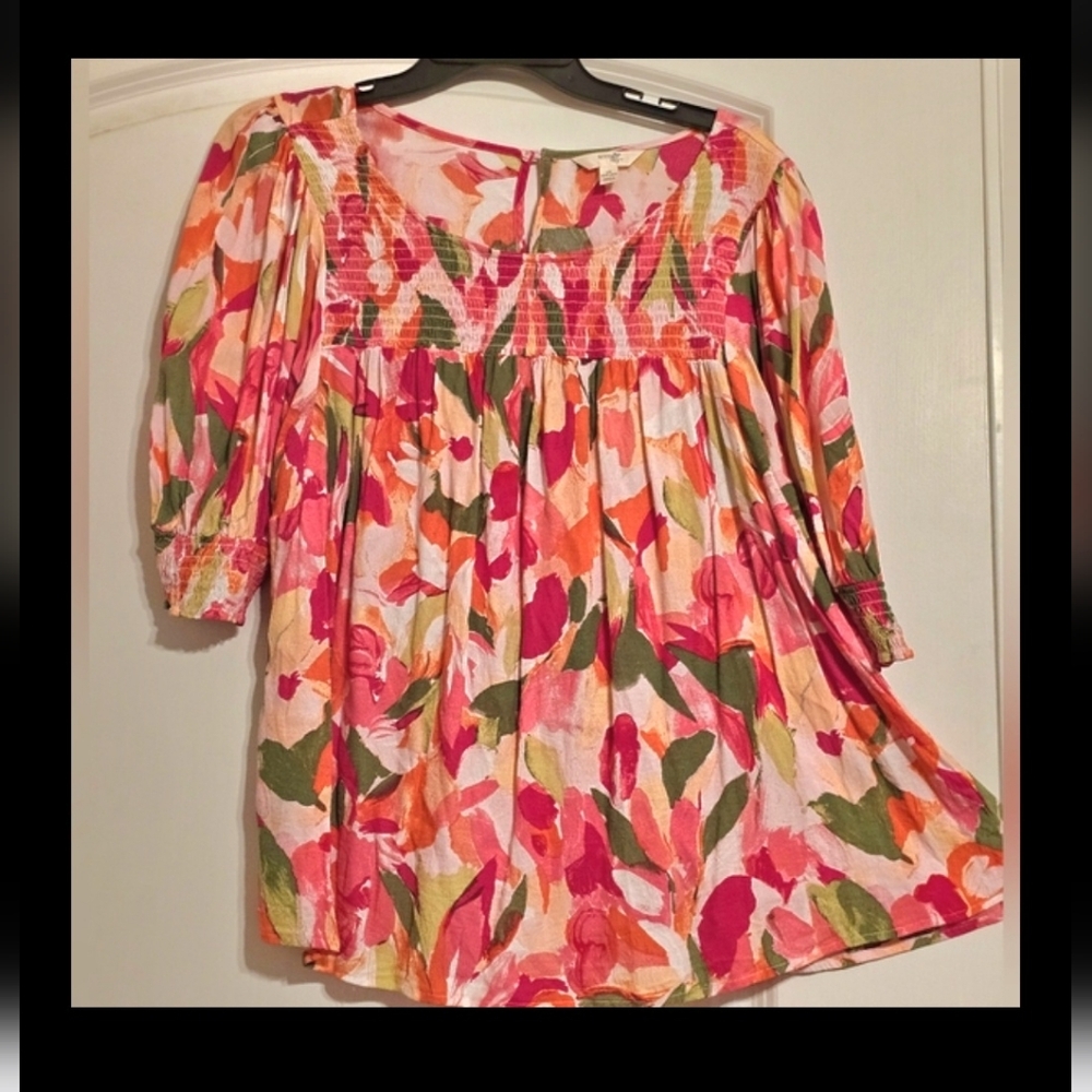 Terra & Sky Floral Women's Top - Pink, Green, Orange
